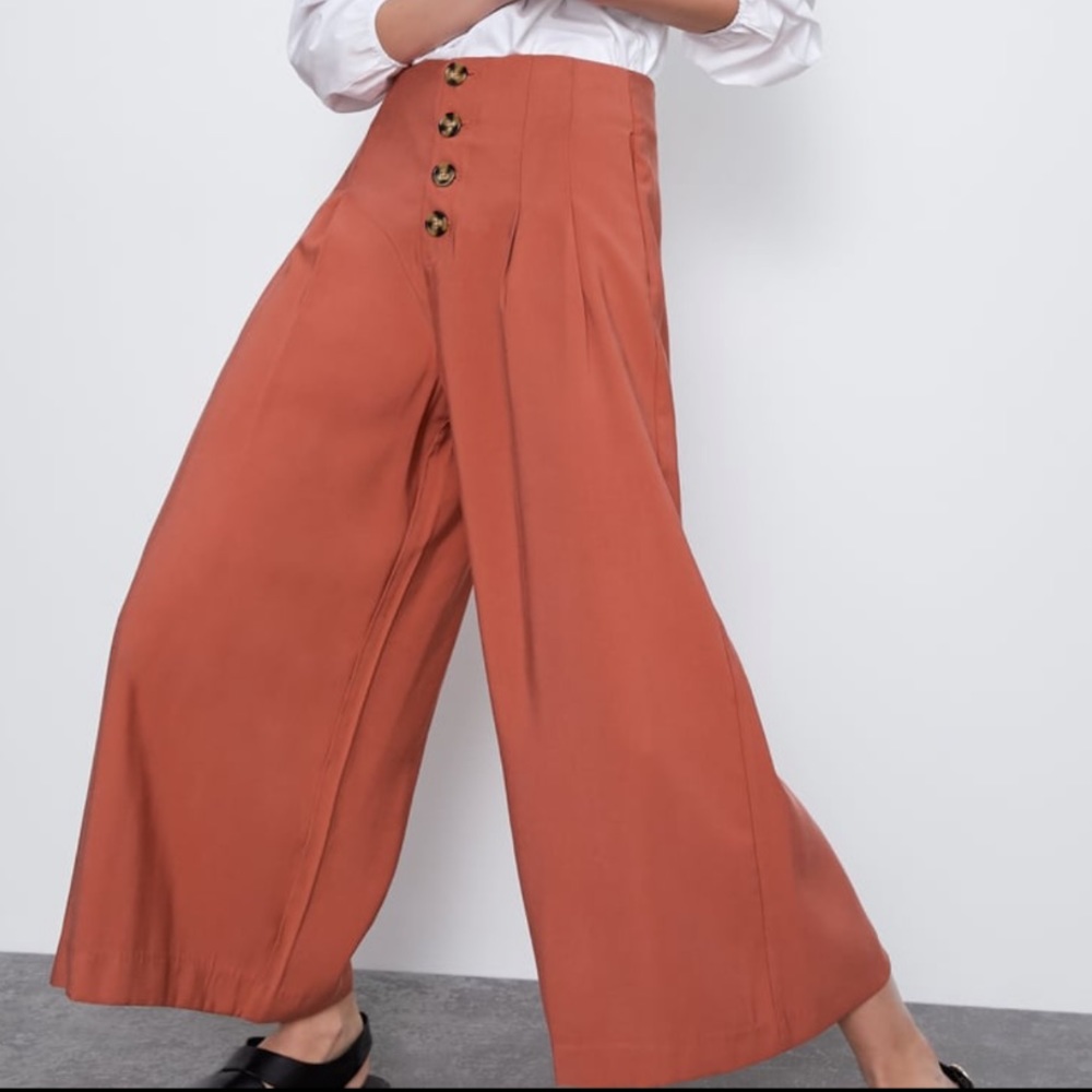 Zara wide leg orange pants